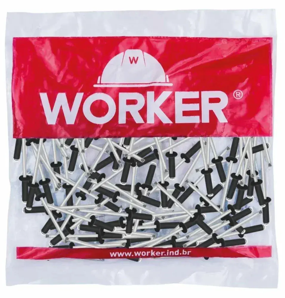 Rebite de repuxo alumínio 3,2X16MM 100 peç preto Worker — fotografia 4