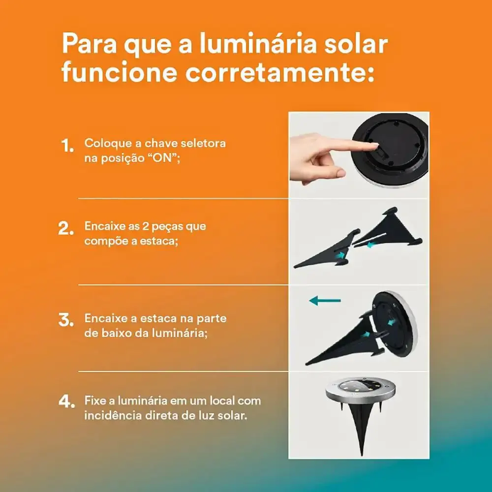 Luminária solar spot de chão 12 leds prova d`agua kit 10 peças casa LYS — fotografia 3