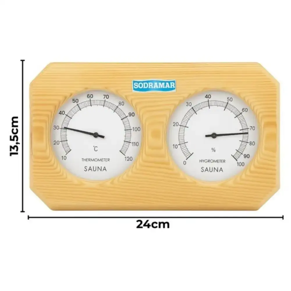 Medidor umidade e temperatura em madeira sauna seca Sodramar — fotografia 3