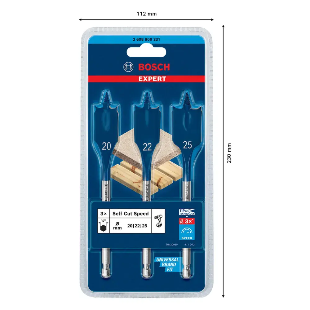 Jogo brocas chatas para fresar self cut speed Bosch - 3 peç — fotografia 9