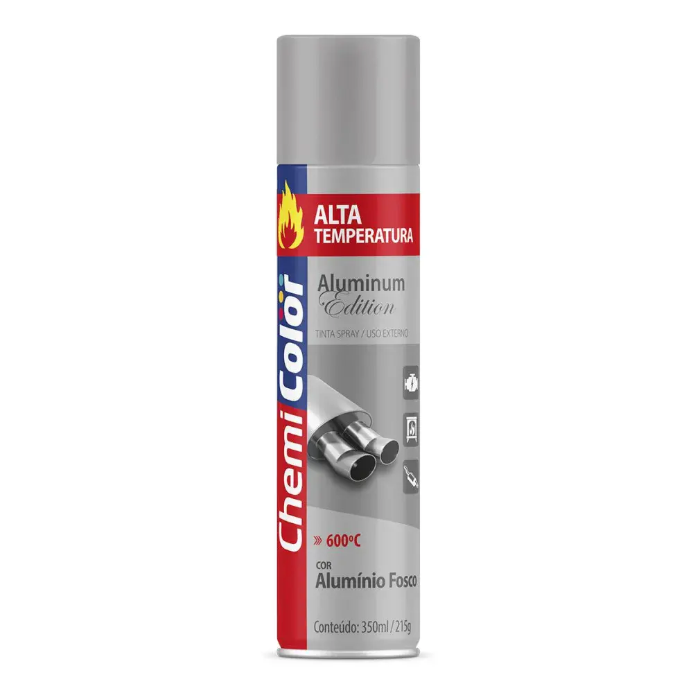 Tinta spray alta temperatura 315ML/215G alumínio Chemicolor