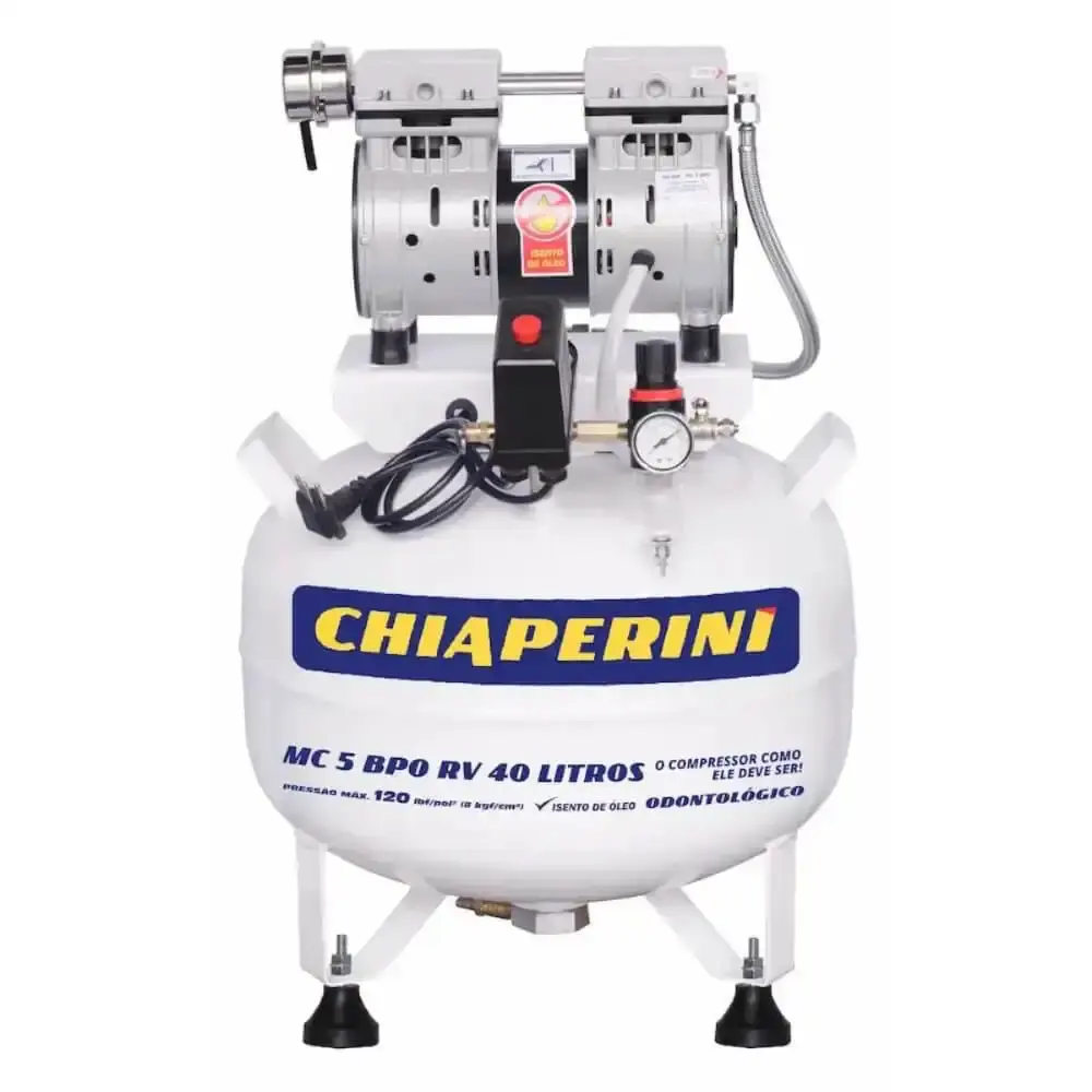 Motocompressor odontológico 5.2 PCM 40 litros 127/220V MC 5 BPO RV 40 l Chiaperini