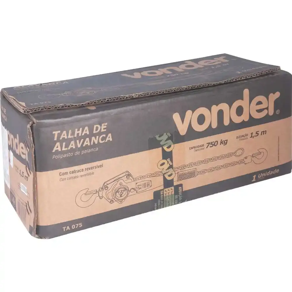 Talha manual com alavanca 0,75 tonelada elevação 1,5 metro TA075 Vonder — fotografia de referência