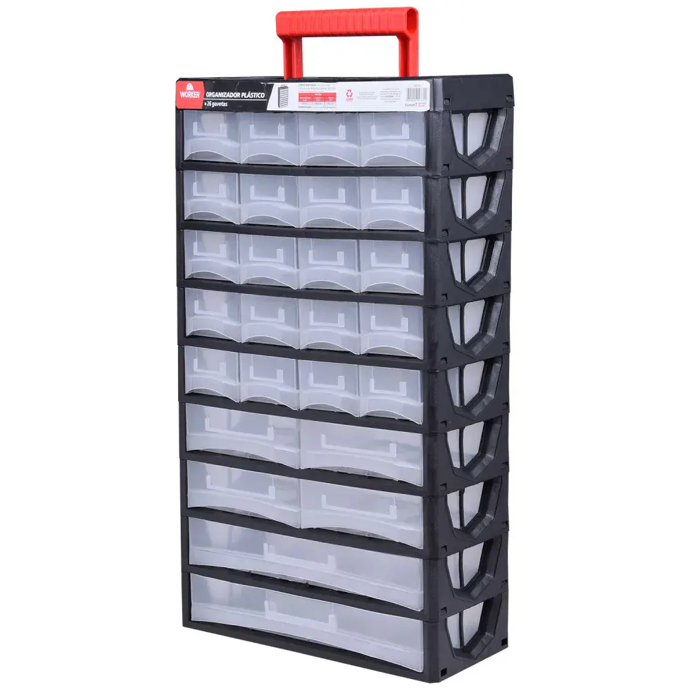 Organizador plástico 26 gavetas 31,5X14X56,5CM Worker — fotografia 4