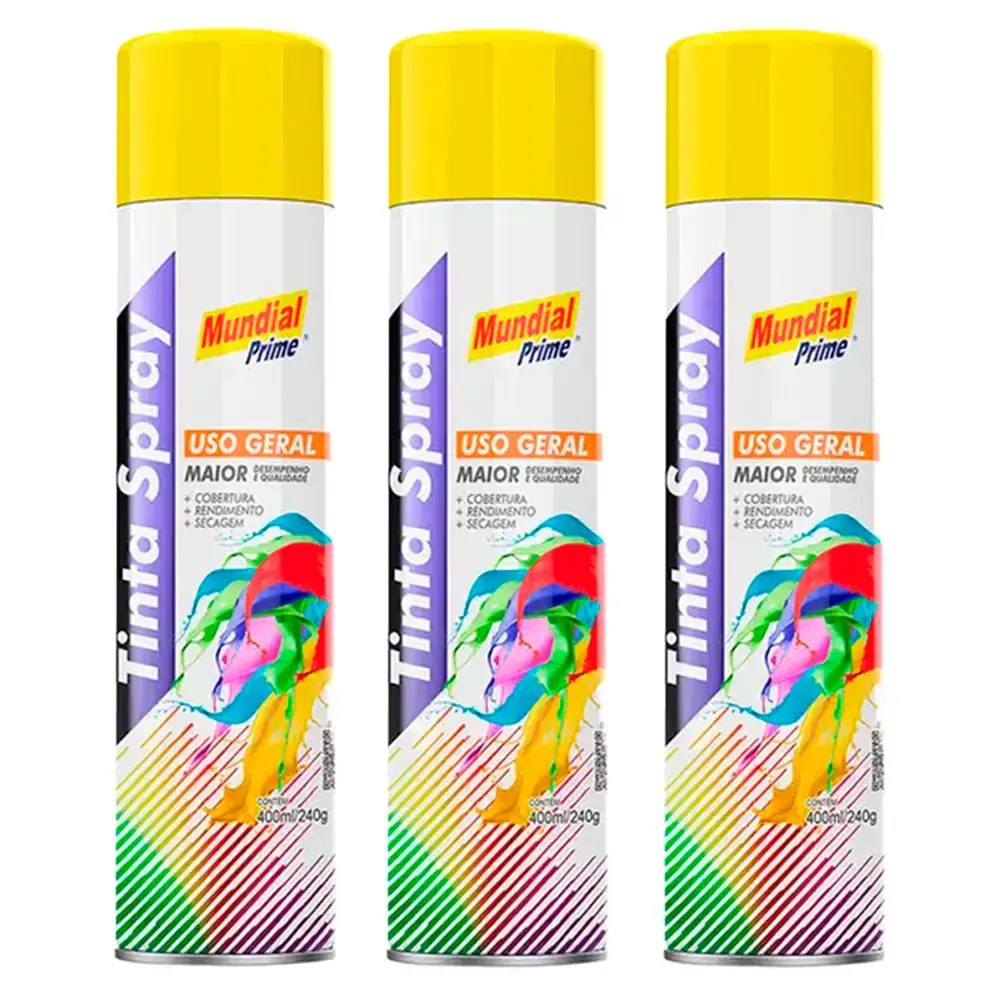 Tinta spray 400ML amarelo bandeira 03 uni mundial prime