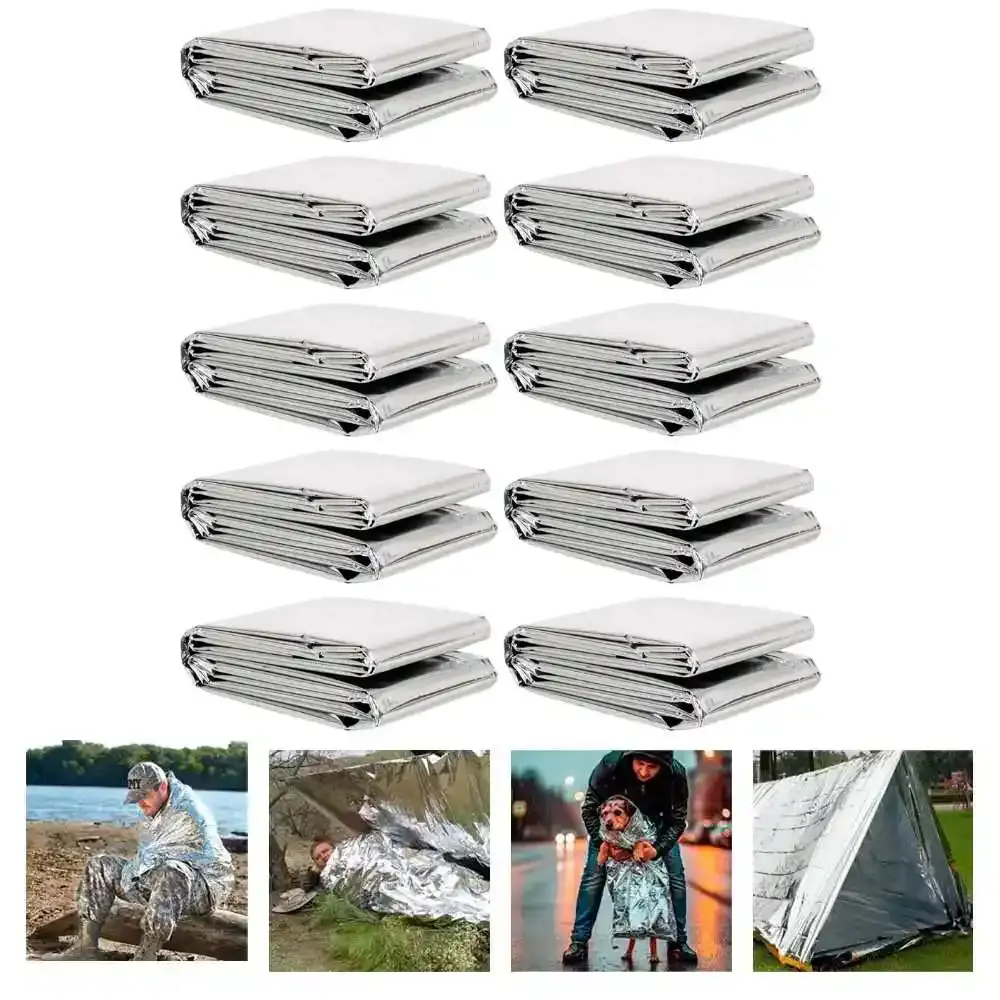 Manta Térmica Aluminizada 210 × 130 cm para Resgate e Camping 10 Unidades — ZELT