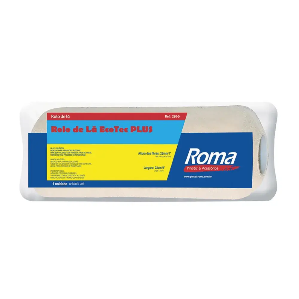Rolo lã de poliéster ecotec pincéis roma 23CM sem cabo mod 280