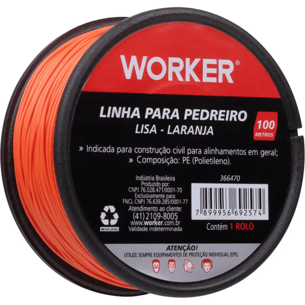Linha pedreiro laranja lisa 100M Worker — fotografia 7