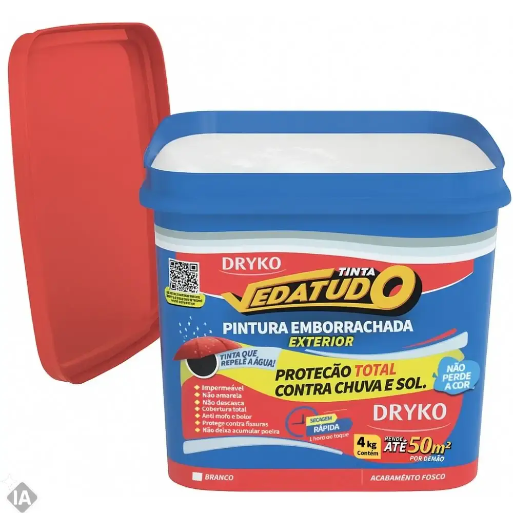 Tinta emborrachada branca 4 KG vedatudo Dryko — fotografia 3