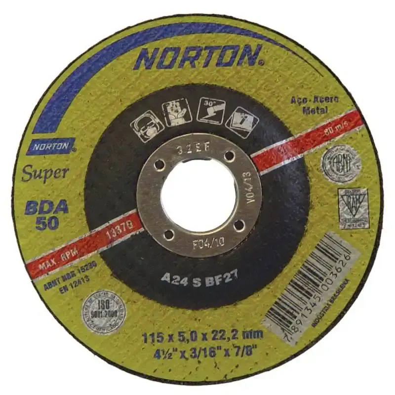 Disco de desbaste 4.1/2 pol c/ furo de 7/8 BDA 50 Norton
