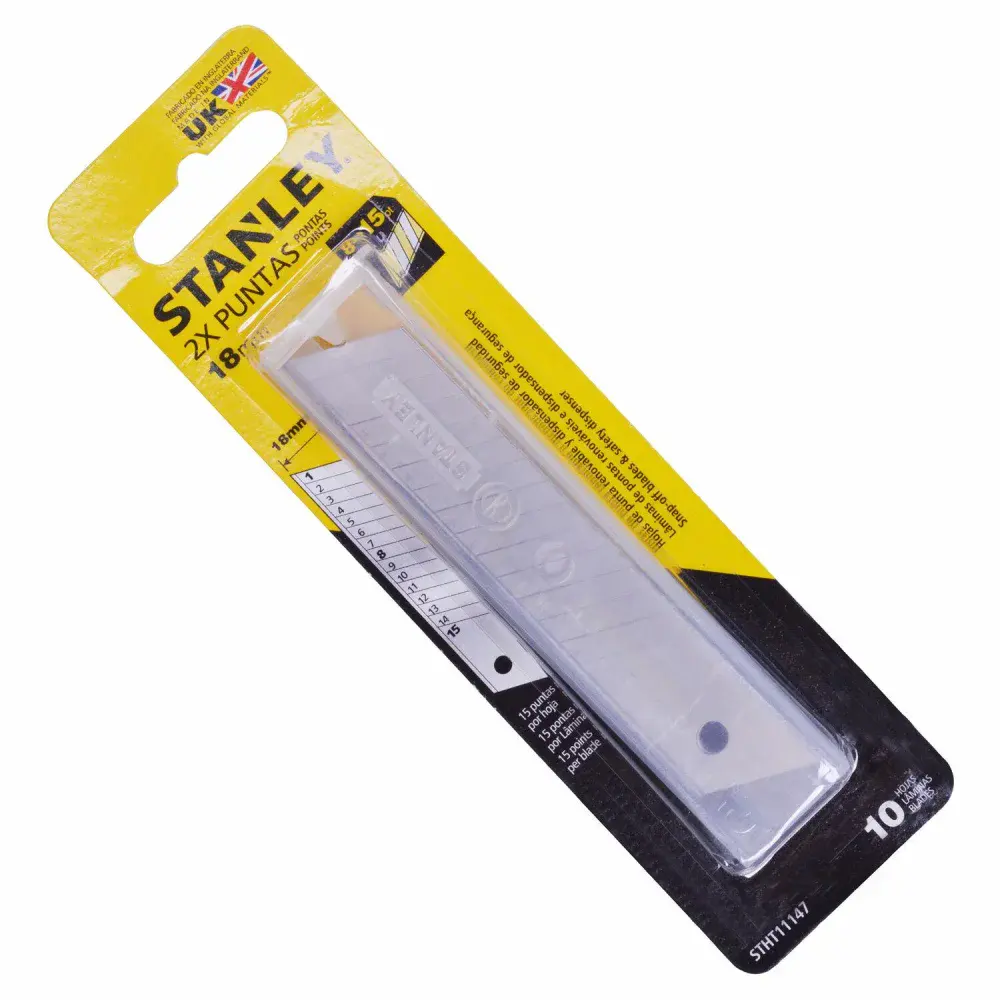 Jogo de lâminas para estilete 10 pçs retrátil 18MM Stanley
