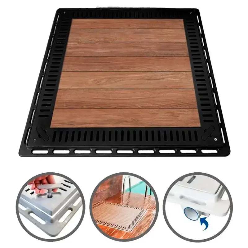 Tampão 80X80 simples rebaixado com grelha preto fosco 3085 GDA