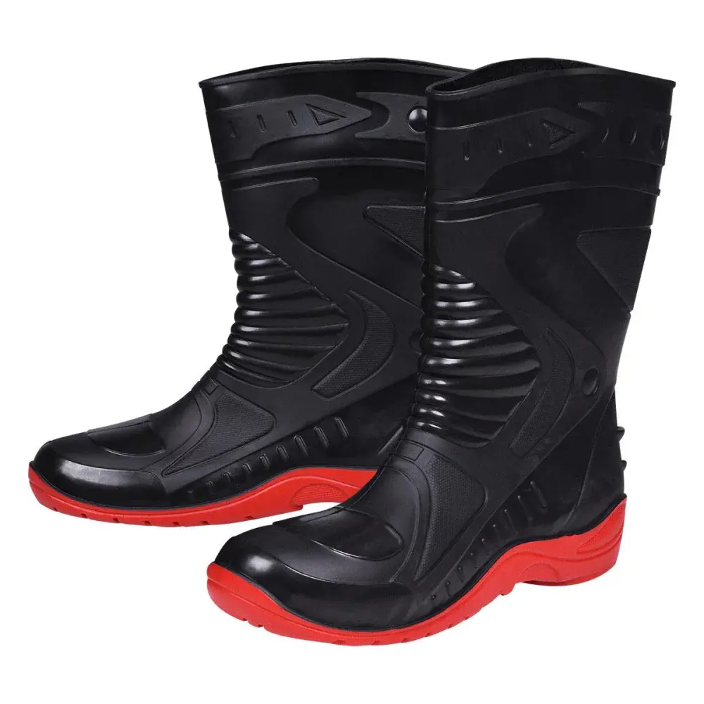 Bota pvc preta/vermelha motociclista cano médio N°41 Worker — fotografia de referência