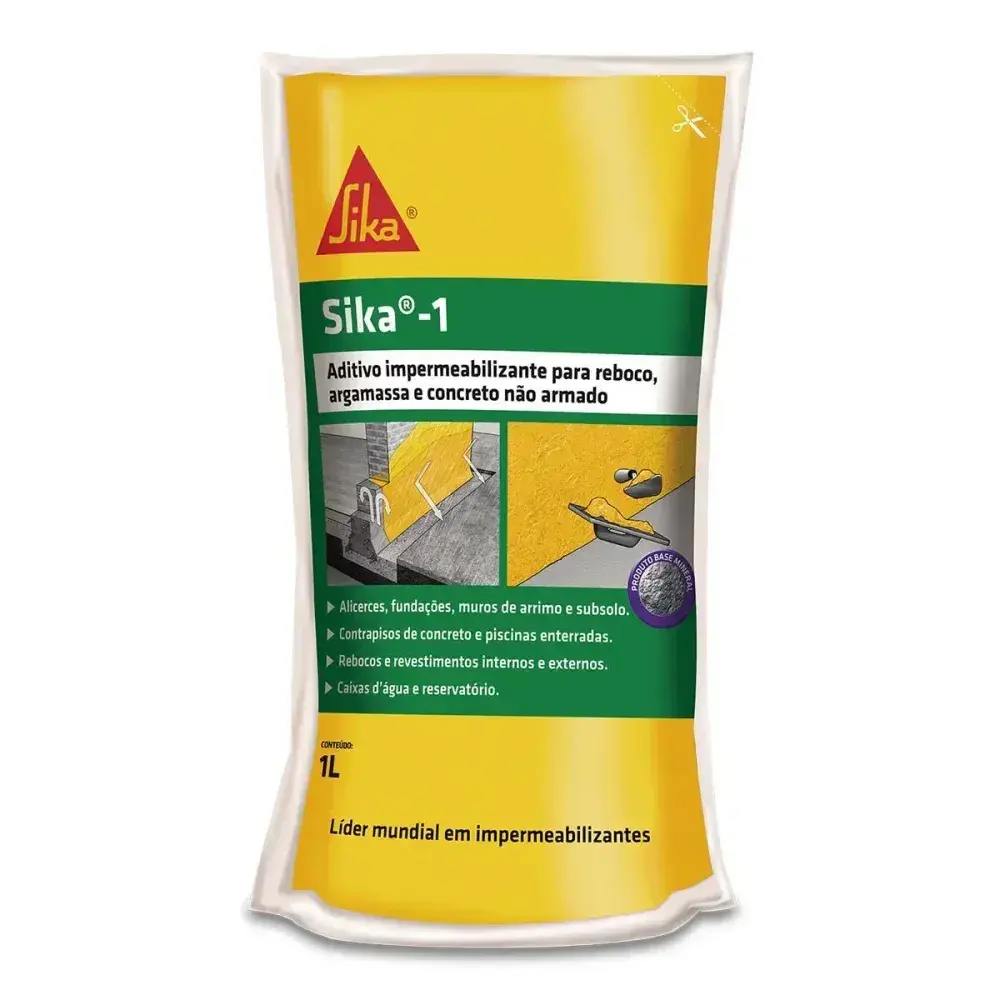 SIKA-1 aditivo impermeabilizante amarelo 1L Sika — fotografia 2