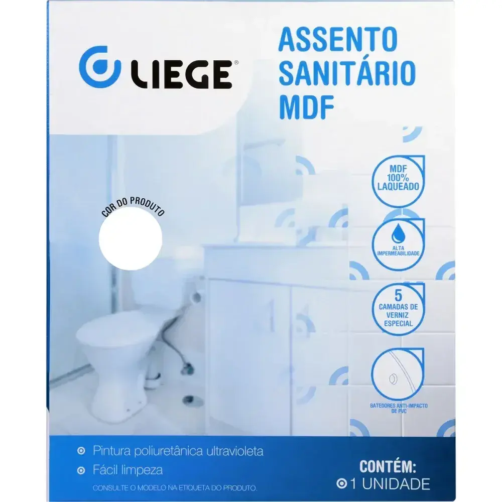 Assento sanitário em mdf laqueado convencional branco Liege — fotografia 8