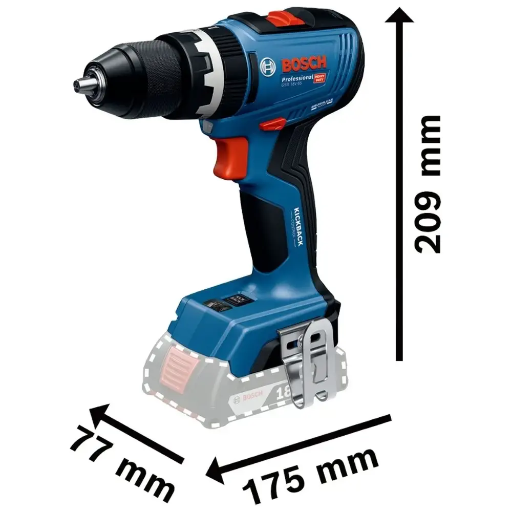Parafusadeira furadeira de impacto 18V 65NM sem bateria e carregador Bosch — fotografia 4