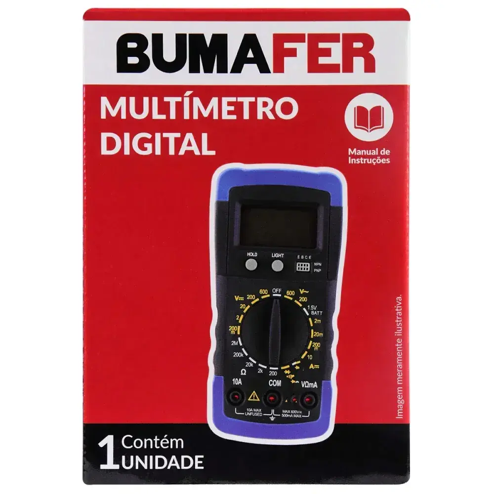 Multímetro digital com visor lcd 4MA 9V Bumafer — fotografia 7