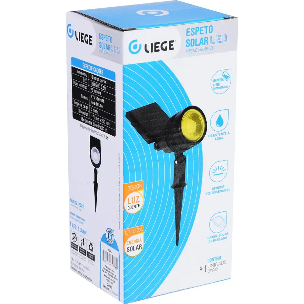 Esperto solar com led 20 lúmens amarela 3000K Liege — fotografia 7