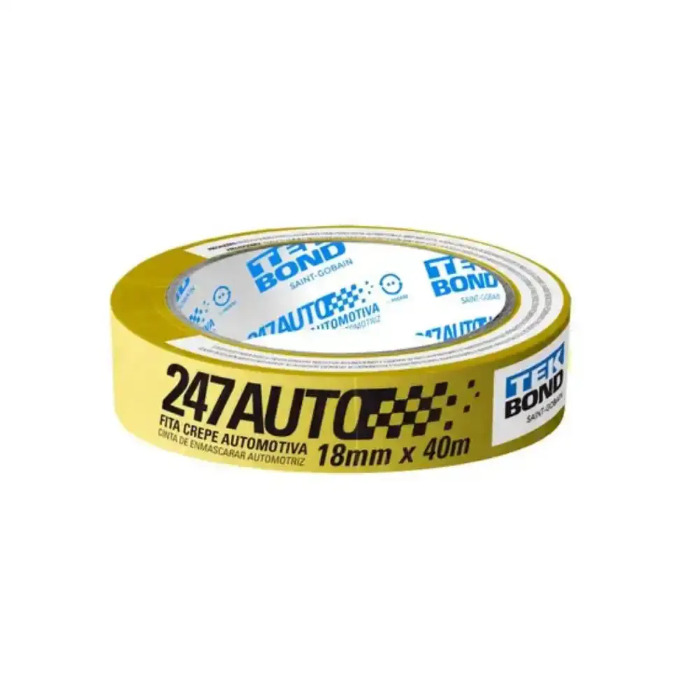Fita Crepe 18 MM x 40 Metros Automotiva Amarela TEKBOND TEK Bond — fotografia 3