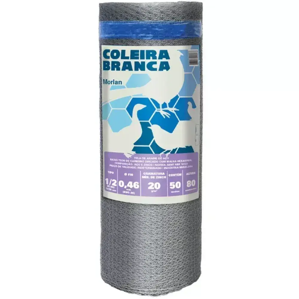 Tela viveiro galvanizada coleira branca 1/2 26X0,80 Morlan