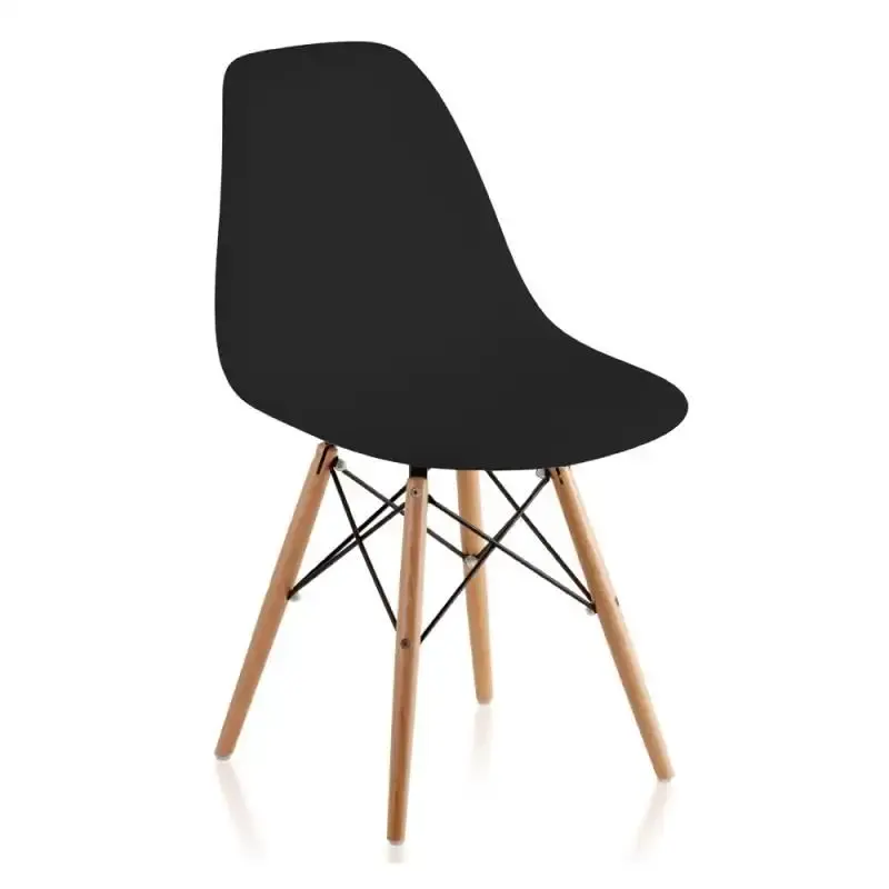 Cadeira charles eames wood preta F901001 eifel com 2 unidades Garden life — fotografia 2
