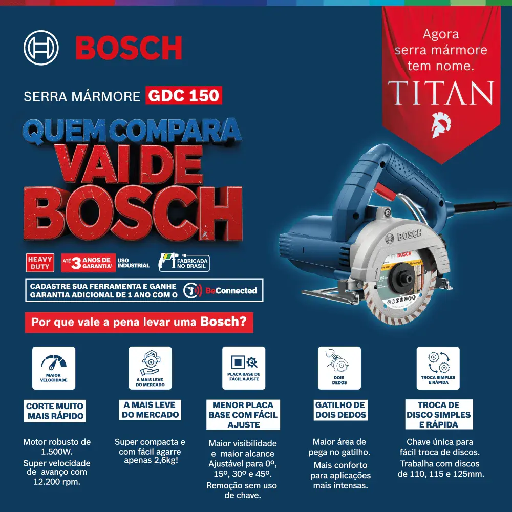 Serra mármore elétrica titan GDC150 Bosch — fotografia 6