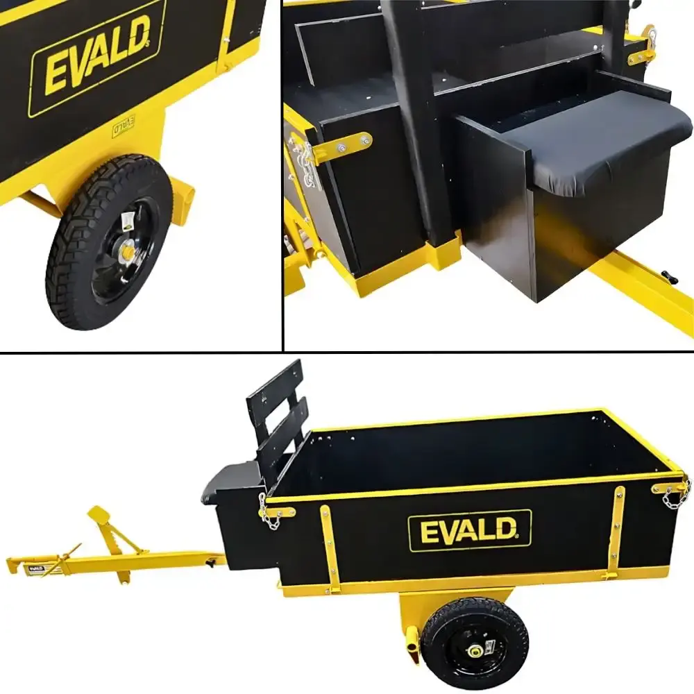 Motocultivador gasolina 7,0 HP 4T 212 CC EV790R com carreta agrícola basculante 250 KG Evald — fotografia 9