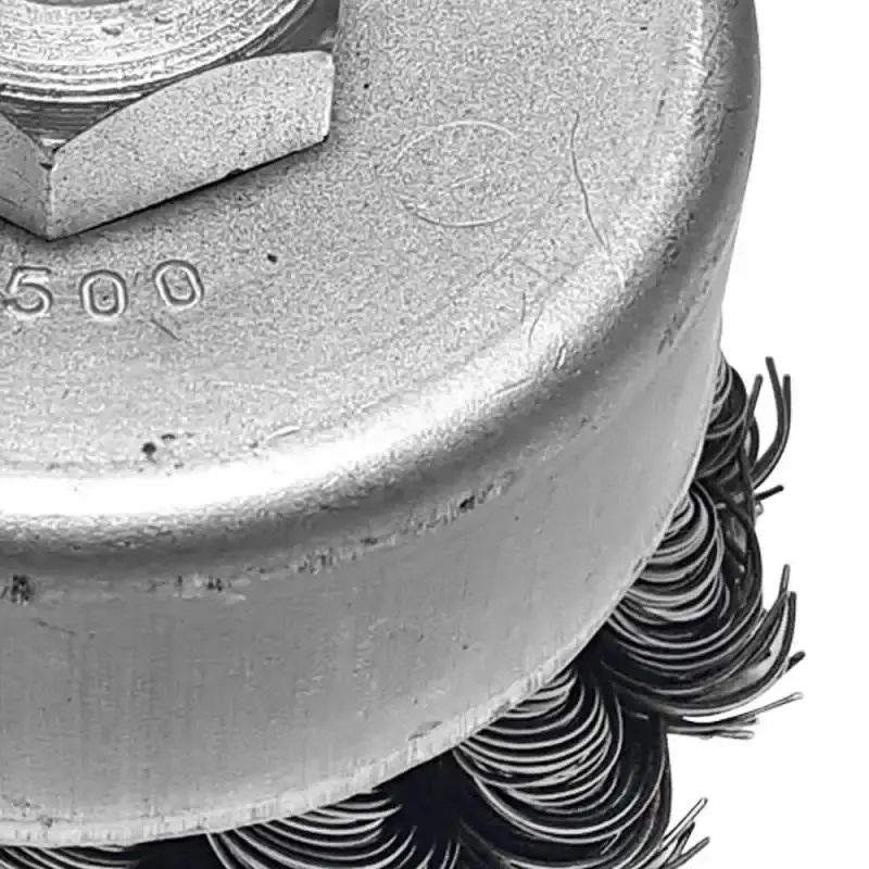 Escova de Aço Carbono Tipo Copo Trançada 4 x 1/4 POL 100 MM 3001 ABRASFER — fotografia 5