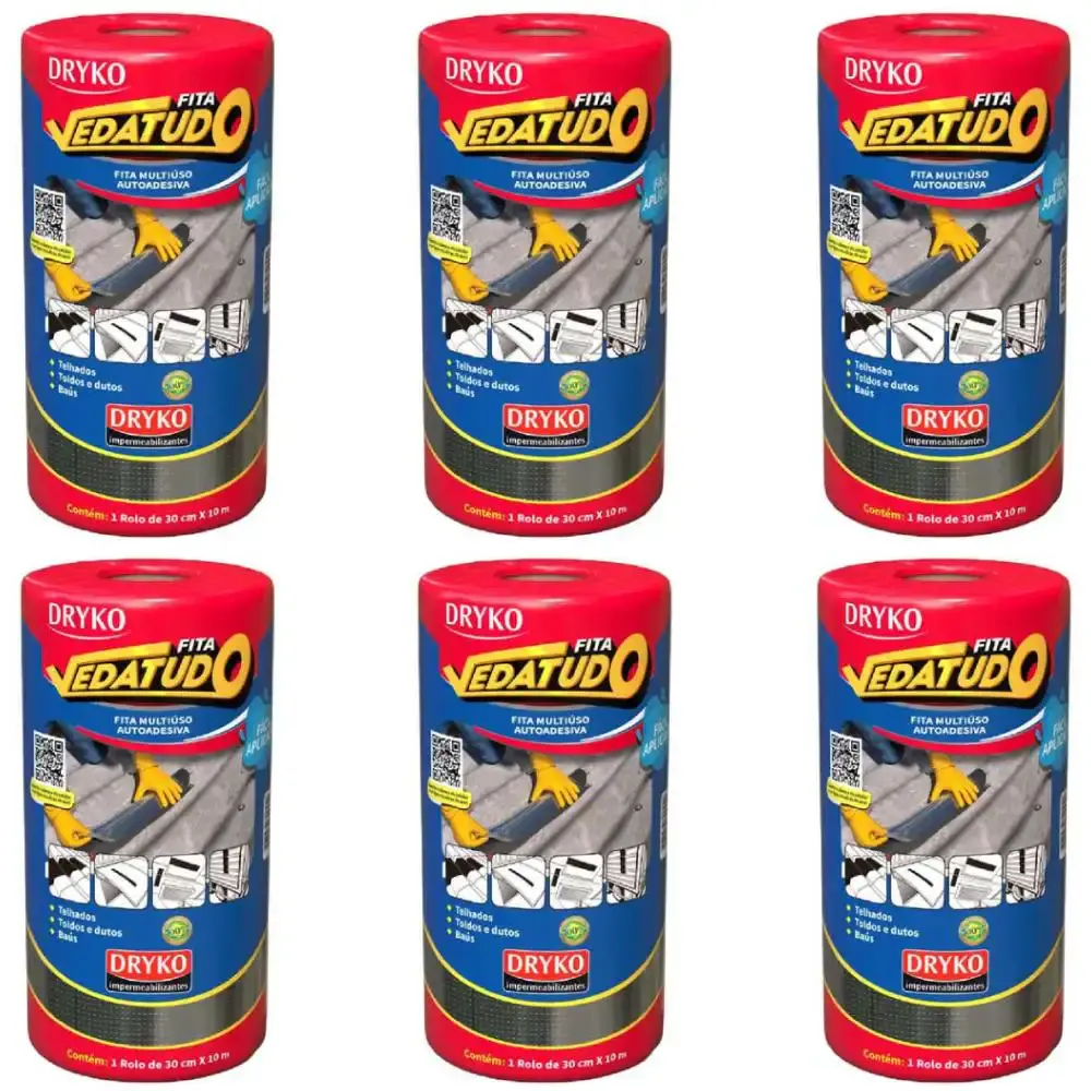 Fita Autoadesiva Asfáltica Vedatudo 30 cm x 10 m 6 Unidades DRYKO