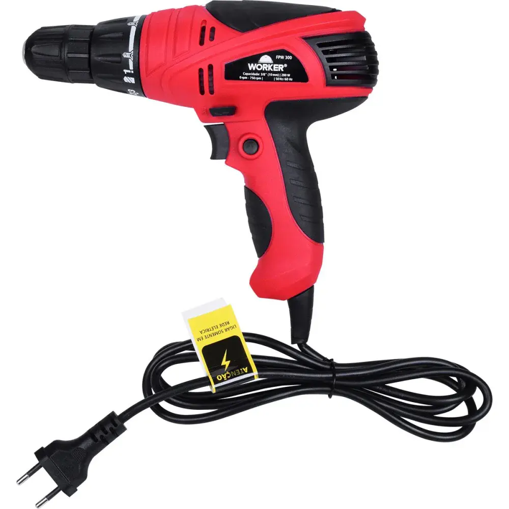 Furadeira parafusadeira FPW300 3/8” 10MM 280W 127V da Worker
