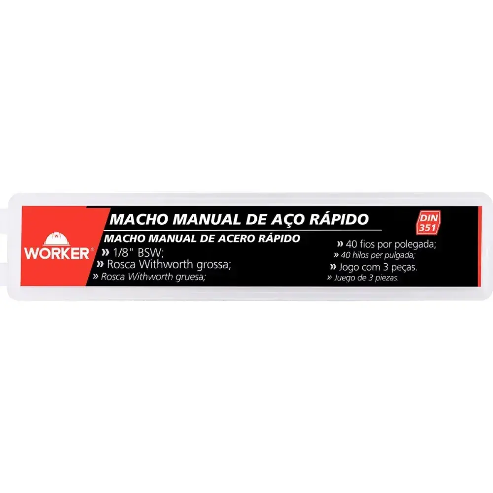 Jogo macho manual bsw 1/8"X40MM 3 peças Worker — fotografia 10