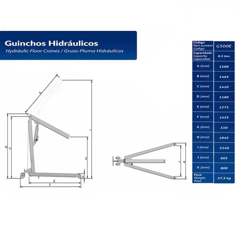 Guincho hidráulico 0.5 TON com rodas de nylon G502E Bovenau — fotografia 6