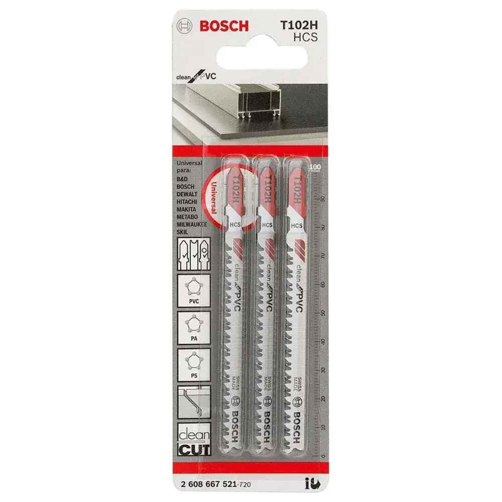 Lamina tico tico 100 mm T102H pvc 3PCS Bosch — fotografia de referência