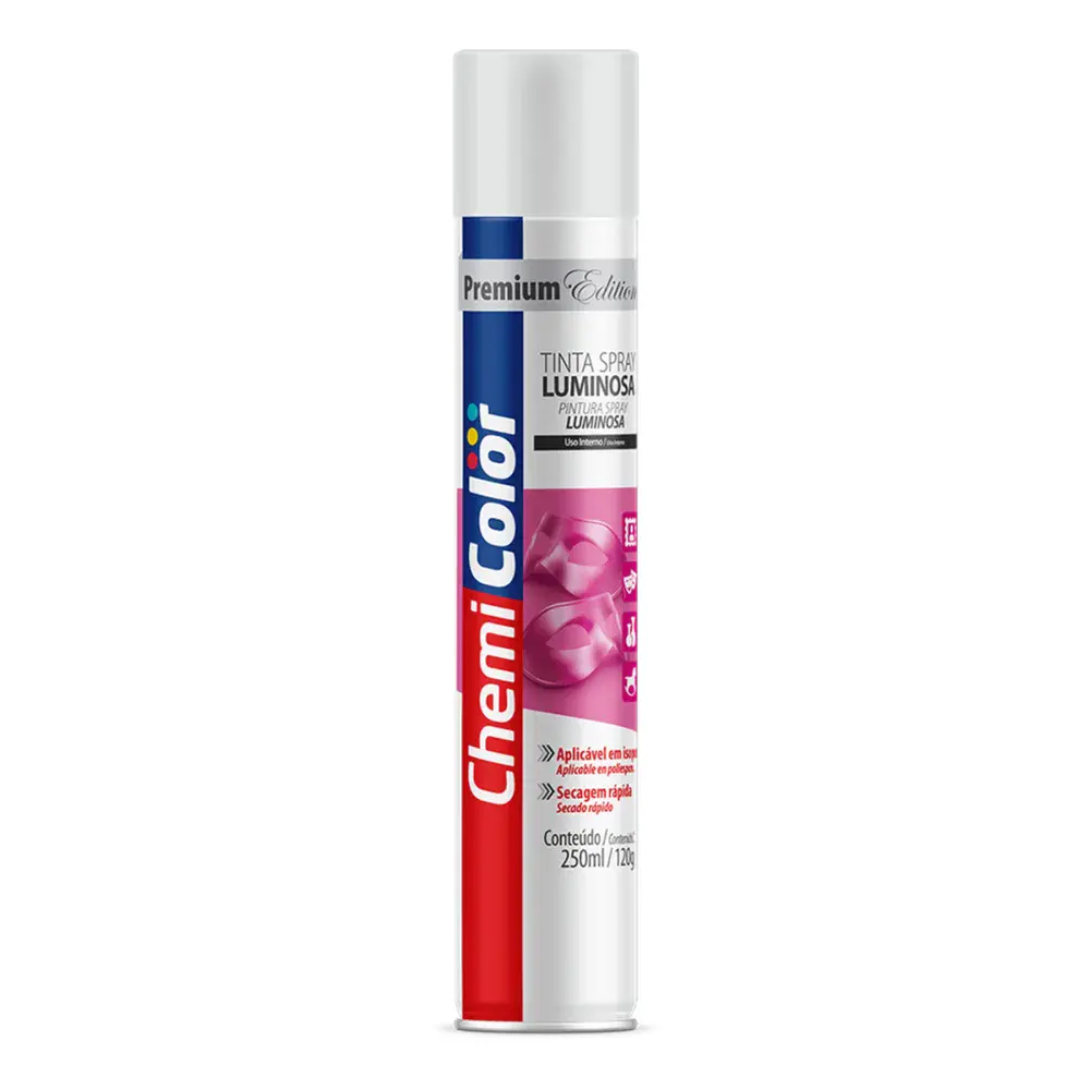 Tinta spray luminosa fundo na cor branco 250ML Chemicolor