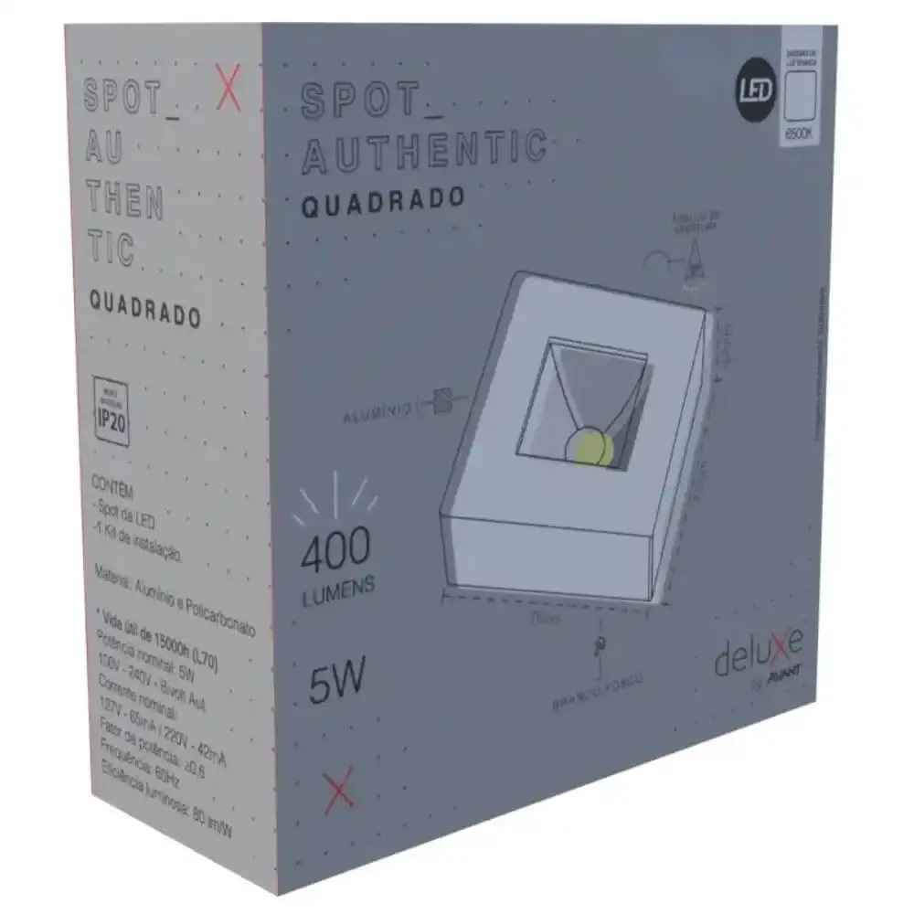 Luminária spot led 5W sobrepor quadrado BR6500K Avant Bivolt — fotografia 2