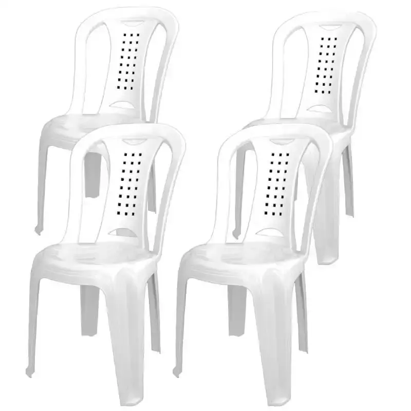 Conjunto de mesa firenze com 4 cadeiras poltronas ipanema empilháveis dolfin — fotografia 2