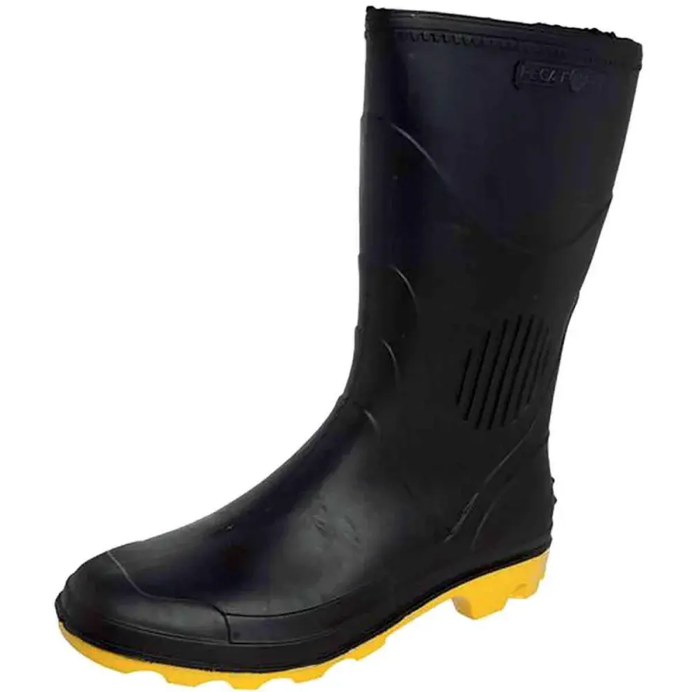 Bota pvc preta/amarela nr 36 cano médio com forro Grendene