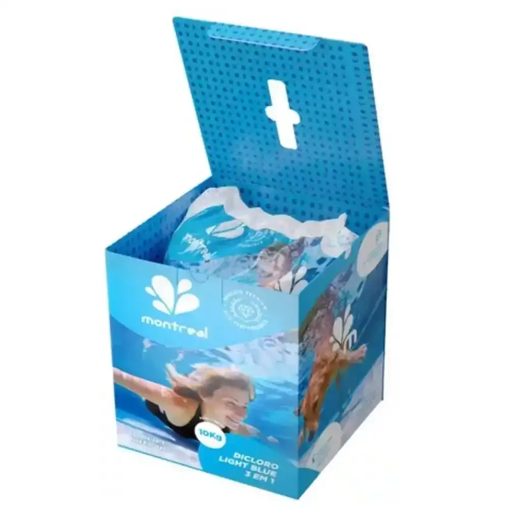 Cloro granulado dicloro de sódio para piscinas e hidrotanques light blue 10 KG Montreal — fotografia 3
