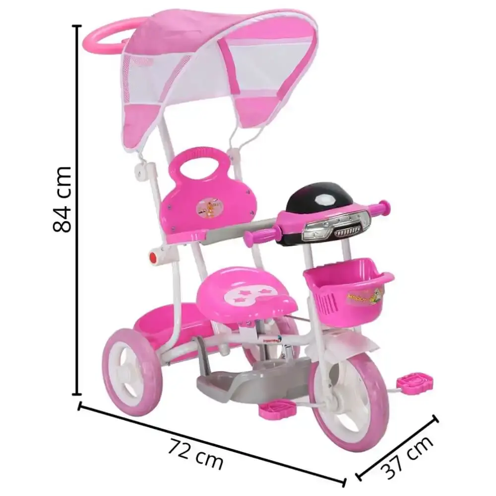 Triciclo motoca infantil passeio rosa com empurrador e cobertura BW003-R ImportWay — fotografia 6