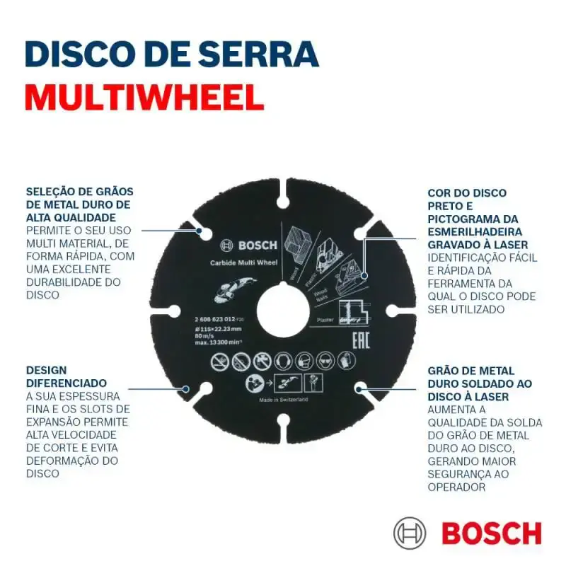 Disco de serra para madeira 115 MM para usar em esmerilhadeira multi wheel Bosch — fotografia 8