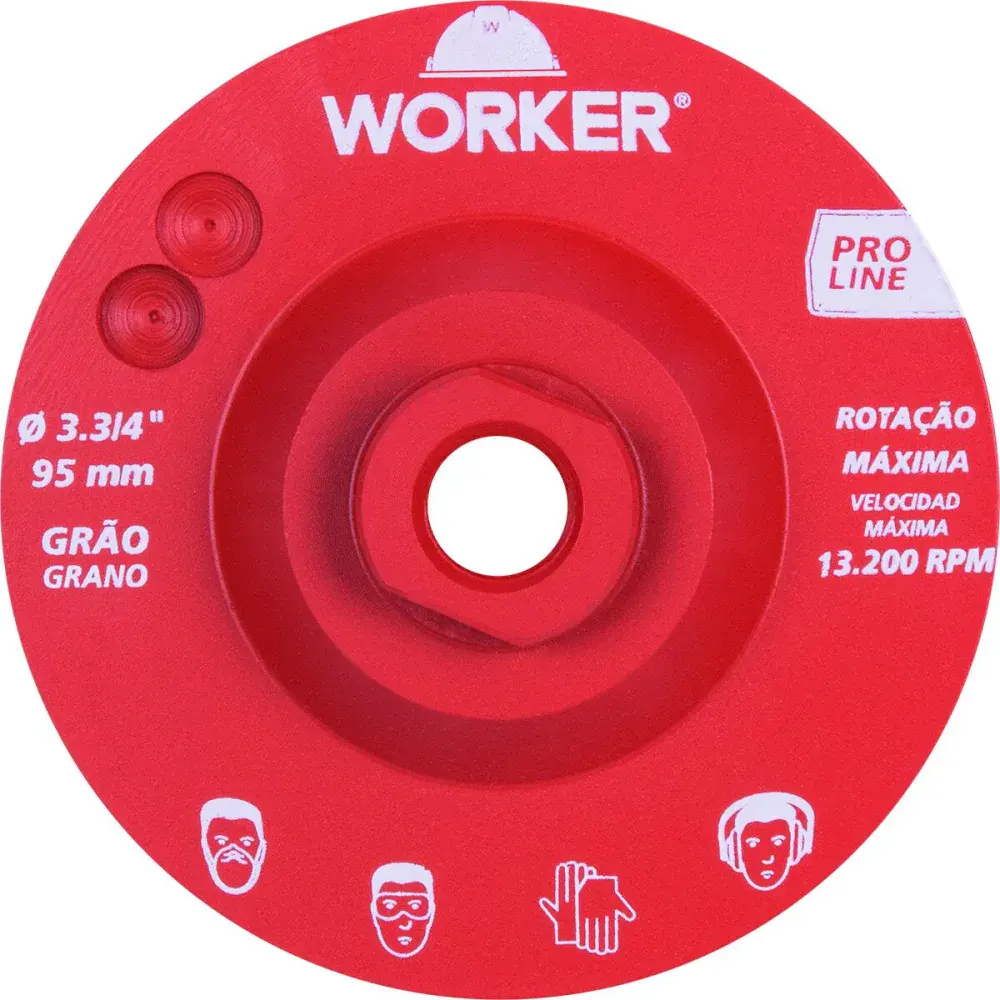 Rebolo diamantado liso 13.200RPM M14 95MM grão 120 Worker