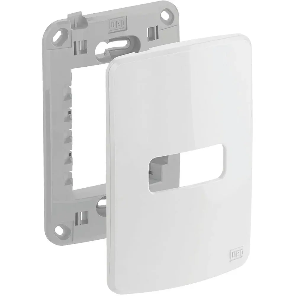 Conjunto placa e suporte 4X2 1P horizontal branco da WEG