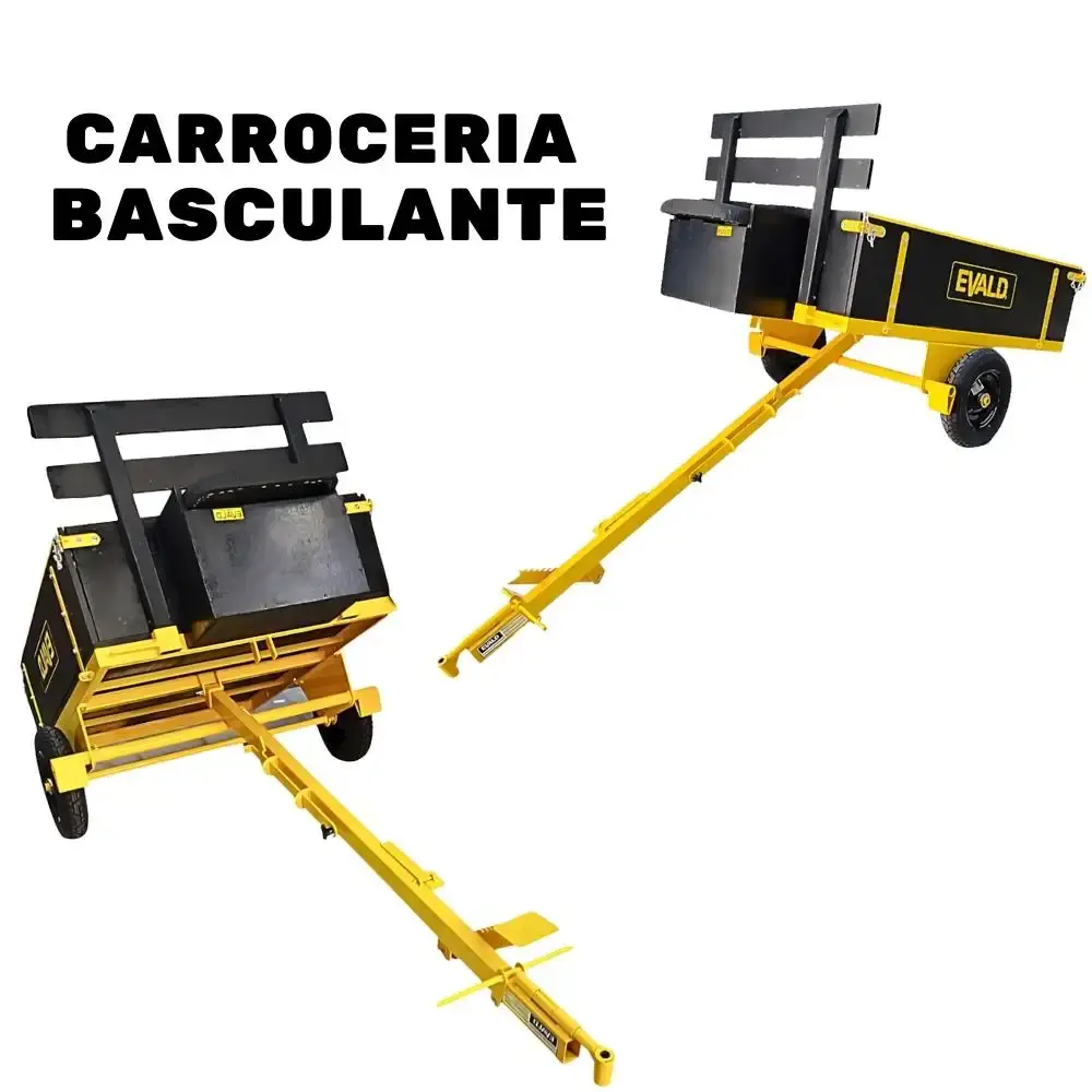 Motocultivador gasolina 7,0 HP 4T 212 CC EV790R com carreta agrícola basculante 250 KG Evald — fotografia 7