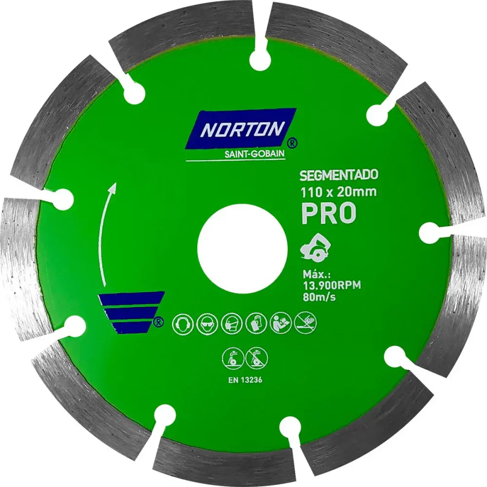 Disco diamantado pro segmento para serra mármore 110X20MM Norton — fotografia de referência