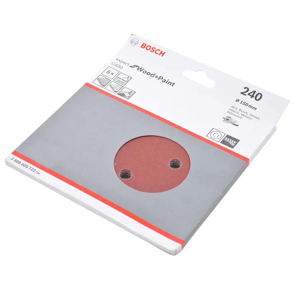 Kit 5 folhas de lixa velcro 6 G240 expert wood paint Bosch — fotografia 3