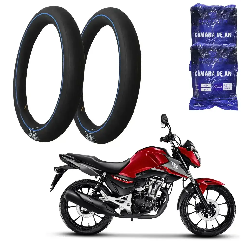 Câmara de ar pneu aro 18 moto CG titan FAN com 2 unidades 8454 Bremen — fotografia de referência