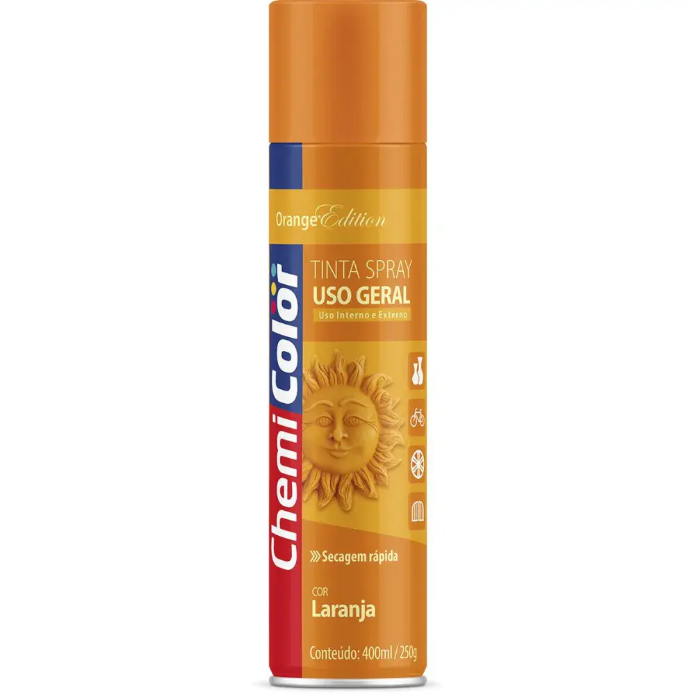 Tinta spray uso geral 400ML/250G laranja Chemicolor