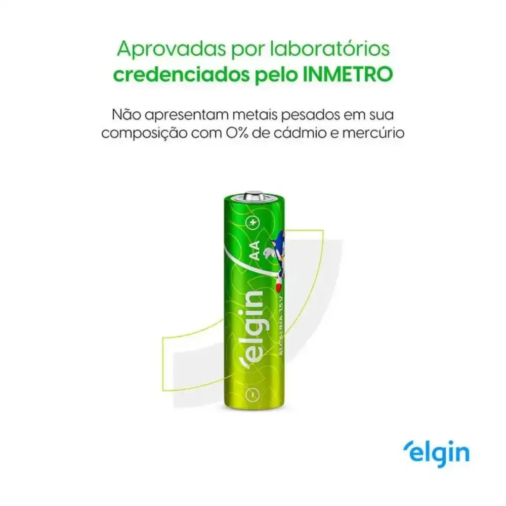Pilha alcalina comum 1,5V AA 4 peças Elgin — fotografia 5