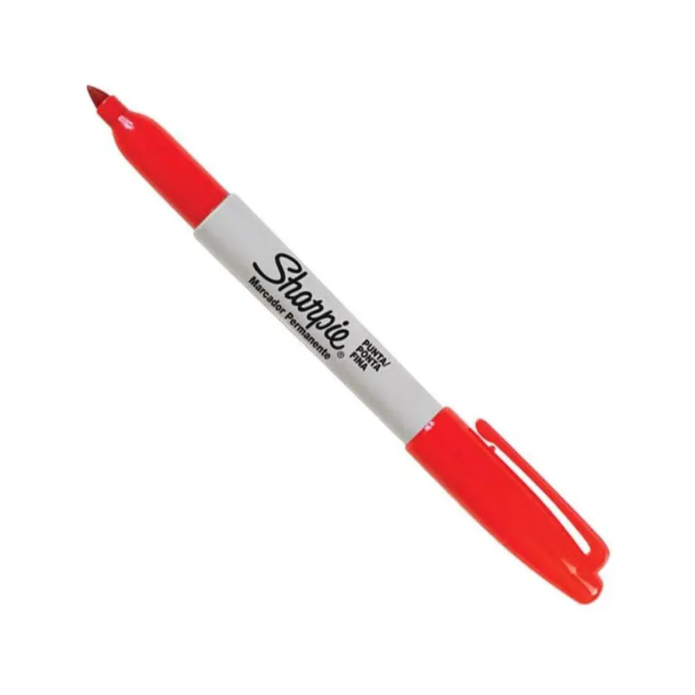 Marcador permanente industrial ponta fina vermelho Sharpie