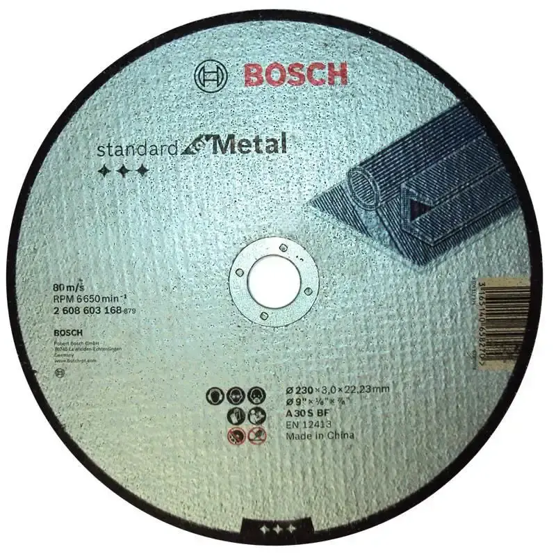 Kit 20 discos de corte metal 9 POL 2 telas furo 7/8 POL standard Bosch — fotografia 2